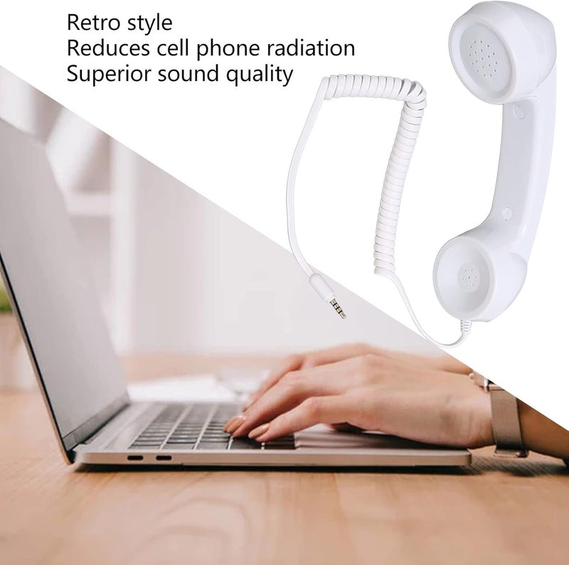 Heayzoki Retro Phone Handset, 3.5mm Cell Phone Receiver, Radiation Proof, HandheldCell Phone Telephone Handset for Mobile Phones Computers (White(Teddy Bear)) - Image 3